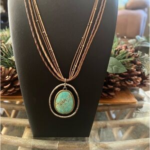 Silpada Howlite Multi Strand Necklace Leather Turquoise Sterling Silver .925 18"